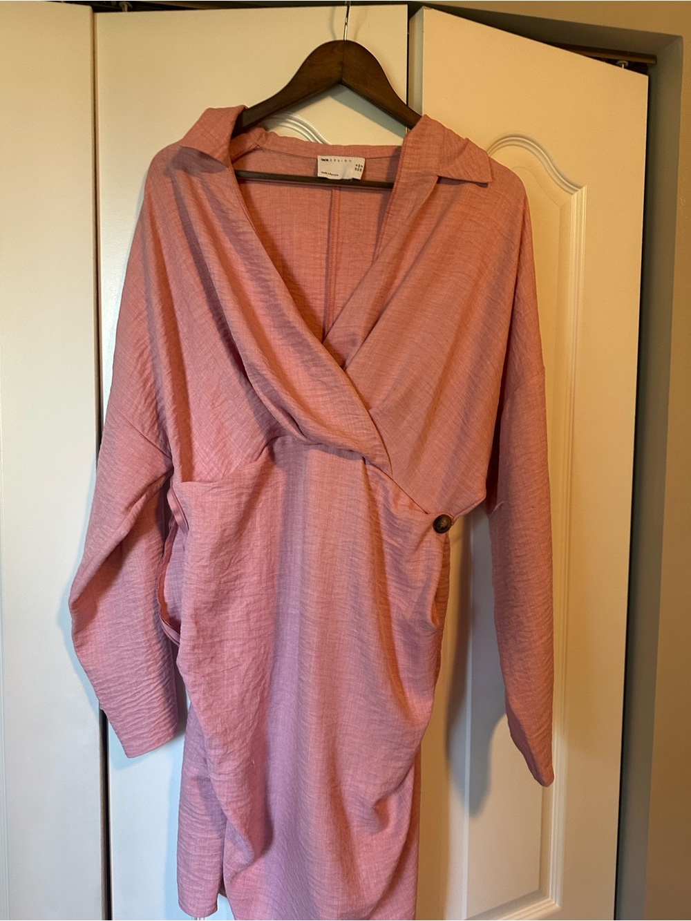 ASOS Pink Wrap-Style Long Sleeve Dress